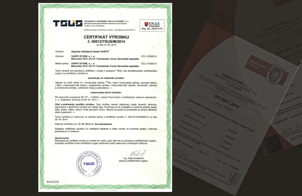 CERTIFIKÁT VÝROBKU